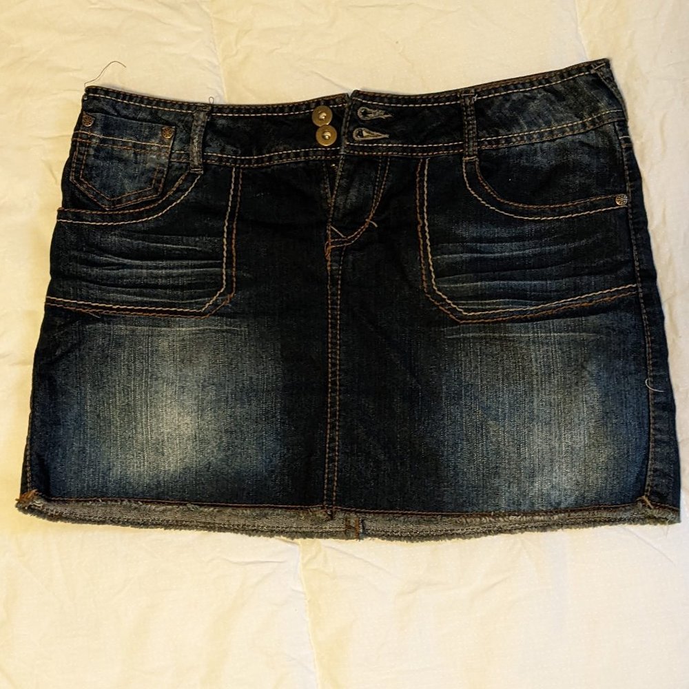 Dark blue denim mini-skirt